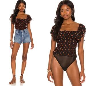 Free People Juliet Printed Bodysuit Twilight Combo size small
